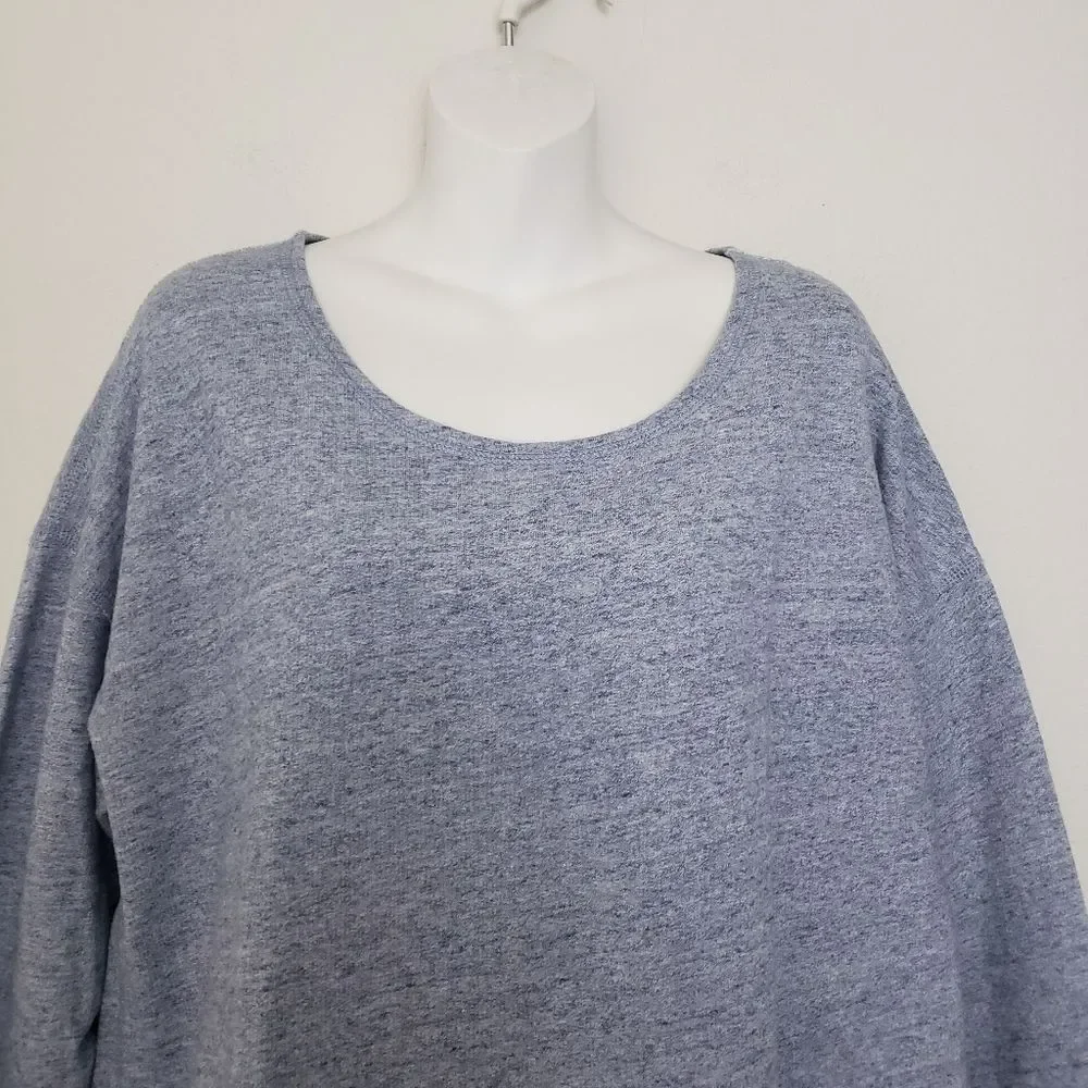 J Crew Women's Sweater Large Heather Blue French Terry Casual Preppy Comfy